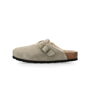Birkenstock Boston Shearling Suede Leather/Fur Taupe
